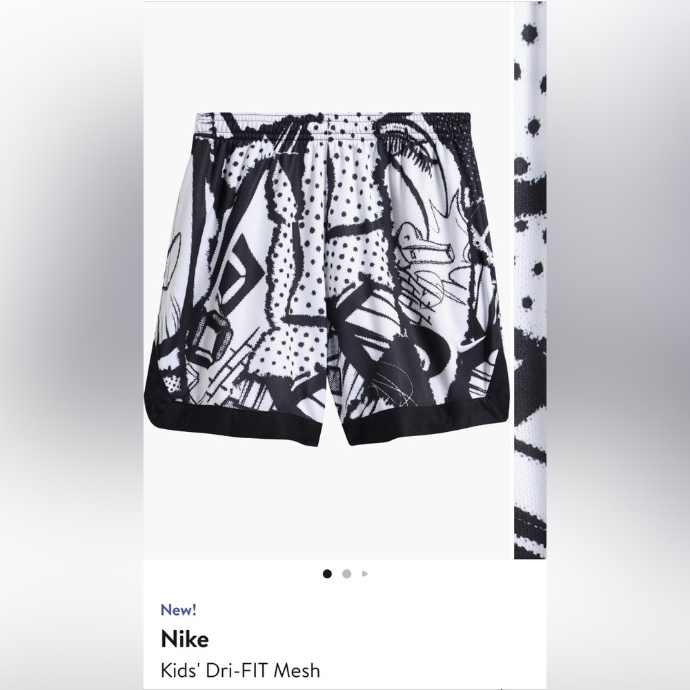 Nike Kids' Black and White basketball Graphic Shorts, size M, EUC